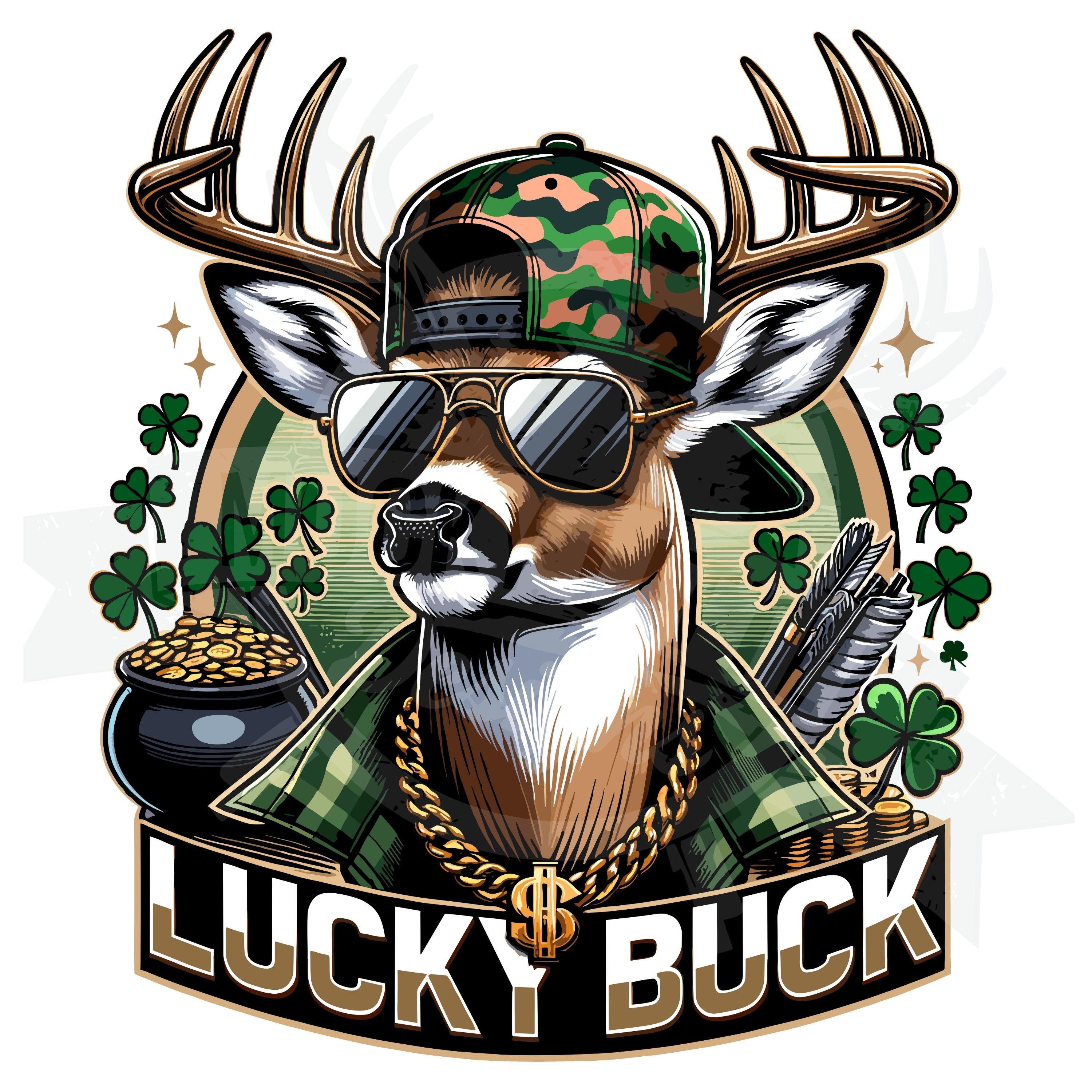 Lucky Buck Png Kids St Patricks Day Png Deer Hunting Sublimation Design ...