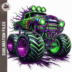 Monster Truck Png Sublimation Design Kids Truck design Png, Extreme Vehicle Png, téléchargement numérique Monster Truck tumbler design fils fille