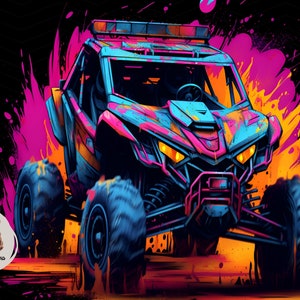 Neon UTV PNG: Off-Road Racing Sublimation Design (Digital Download)