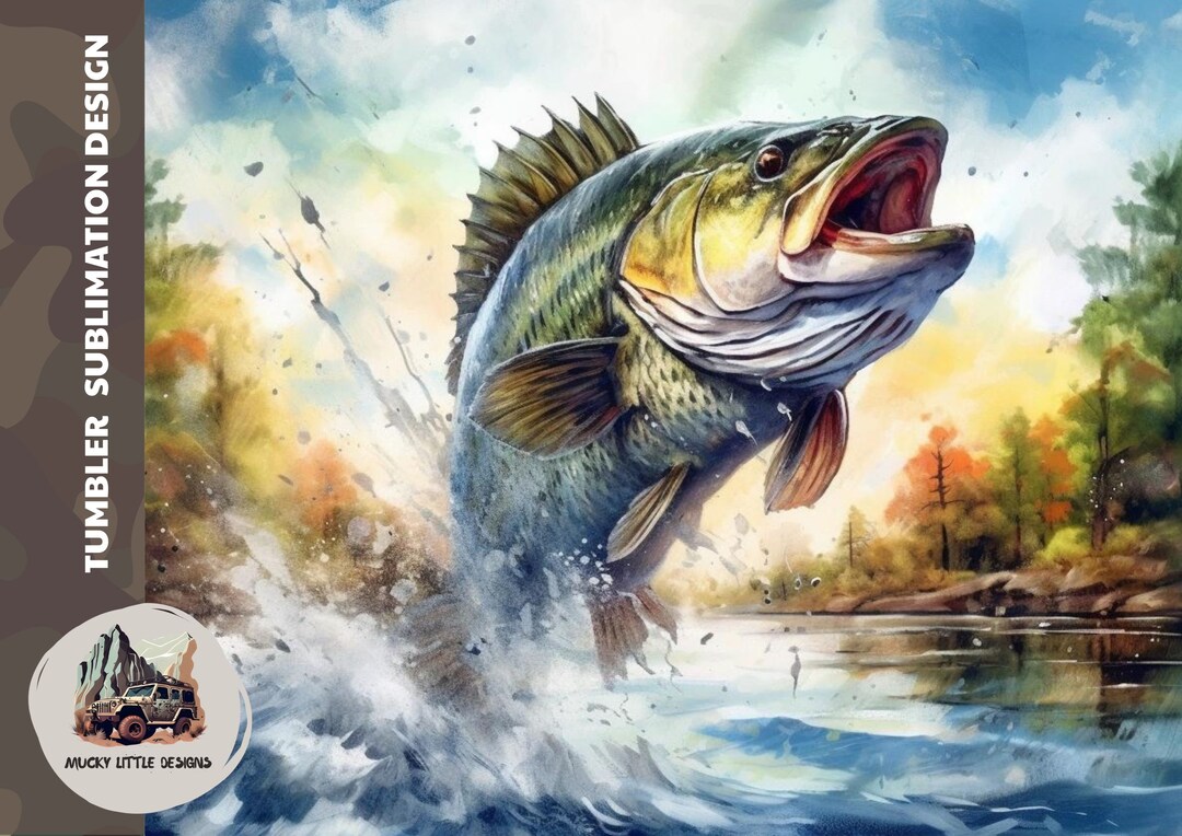 Watercolor Bass Fishing Tumbler Wrap Bass Fishing Shirt Design Bass