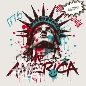 4 de julho PNG | Festa nos EUA PNG, grafite da estátua da liberdade, Dia da Independência, arquivo de impressão de imagem por sublimação para homens e mulheres
