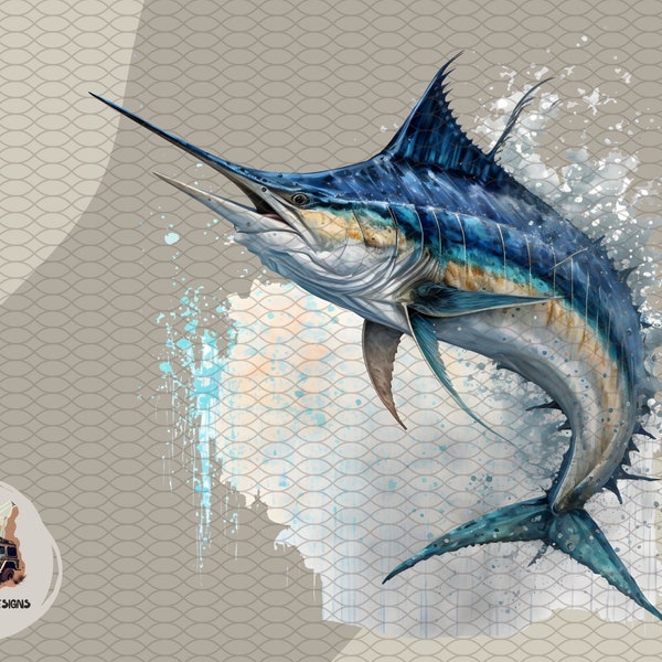 Jumping Marlin png Marlin png deep sea fishing Sublimation design transparent background clipart dtg dtf print files sea fisherman  tumbler