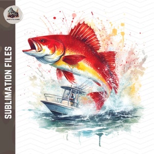 saltando gallineta nórdica png pez rojo png gallineta nórdica Diseño de sublimación fondo transparente peces de aguas profundas imprimir archivos vasos de pescadores de mar