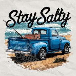 Stay Salty png / Camión vintage png / Pesca en el mar png / vibraciones de playa png / diseño de pesca en el mar png / imagen transparente gráfica de pesca vintage