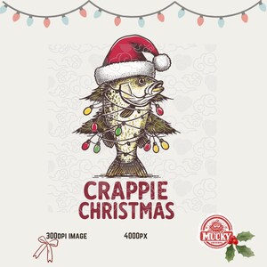 Funny Crappie Fishing Christmas PNG: Sublimation Design (Digital Download