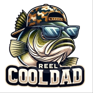 Carrete Cool Dad PNG / Sublimación de lubina de boca grande PNG / Pesca de lubina png / Sublimación de pesca divertida PNG / Diseño png de pescador