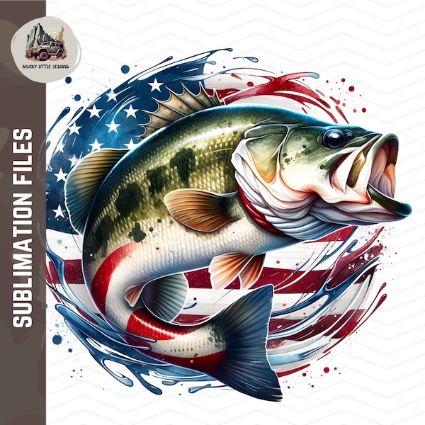 Large Mouth Bass Sublimation PNG | Fishing Sublimation PNG | American Flag PNG | Bass bass png bass Fishing Sublimation png | Fisherman