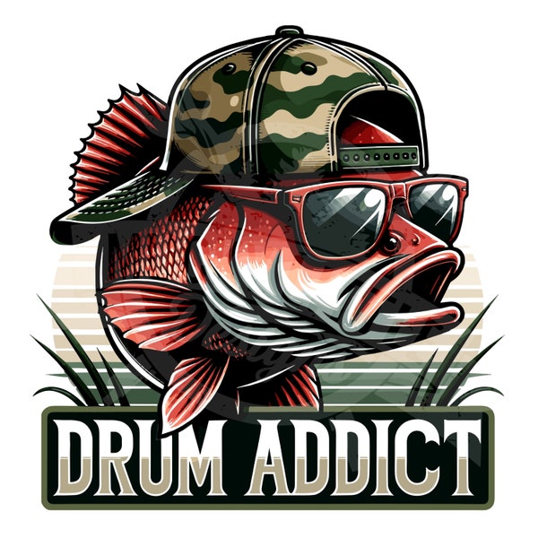 Red Drum addict png | funny Redfish png Red Fish png redfish Sublimation design transparent background deep sea fishing design