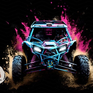 Neon UTV Mudding Sublimation Design: Off-Road Racing PNG (Digital Download)