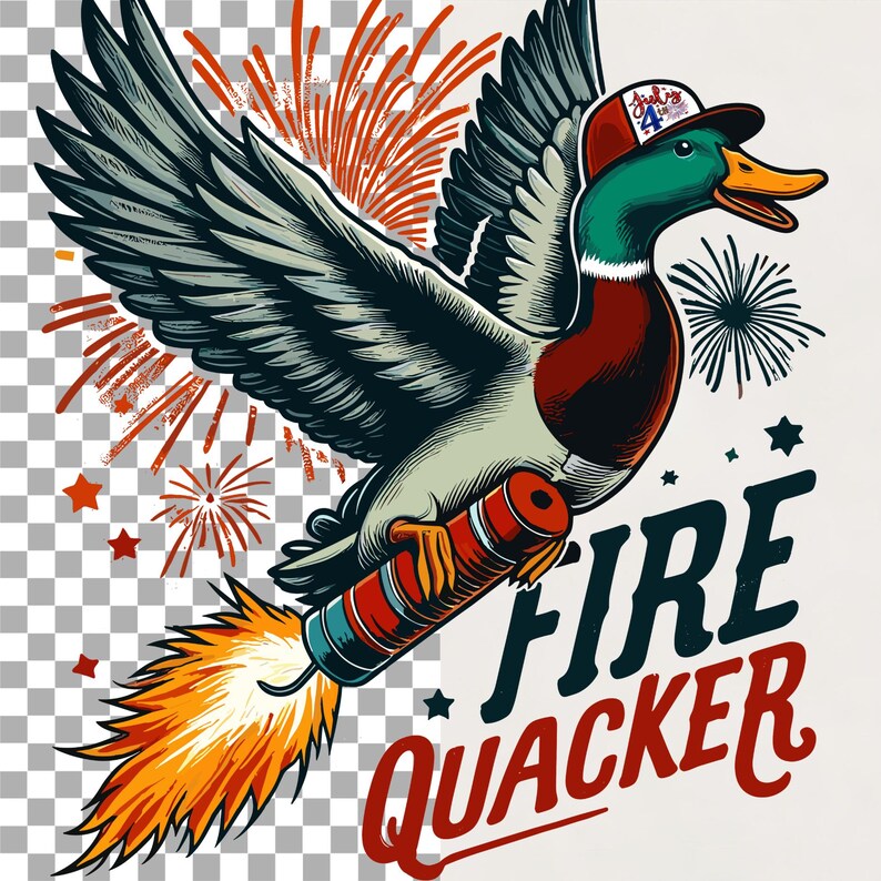 Quacker Flying 4th July Duck Png | Fire Quacker Png | Boys Independence Day ...