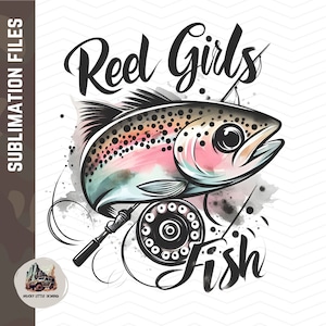 mulinello per ragazze pesce png / 20 once ragazze pesca tumbler wrap / ragazza pesca sublimazione design donna pesca alla trota design ragazza pesca stampabile
