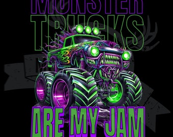Monster trucks are my jam Png, Monster Truck Png Sublimation Design Kids Truck design Png,  digital Download monster truck tumbler design