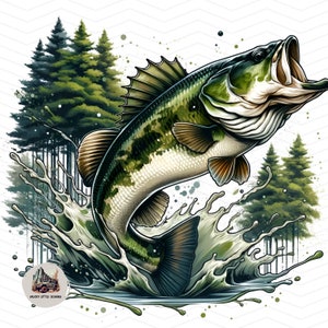Lake Jumping camo bass fish png / bass fishing Diseño de sublimación diseño de camuflaje bass pesca fondo transparente bass pescador archivo de impresión