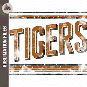Tigers text logo png | Retro Tiger png | T-shirt Sublimation Digital Download l spirit shirt mascot vintage tiger logo | Instant download