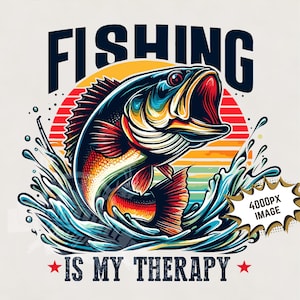 La pesca es mi terapia png / Diseño de sublimación de pesca de lubina Descargar pesca de lubina PNG camiseta de pesca png Pez lubina Gorra hacia atrás png
