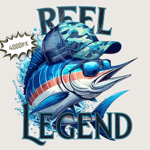 Sea Fishing Marlin png, Reel Legend png | deep sea fishing Sublimation design transparent background clipart dtg dtf print files