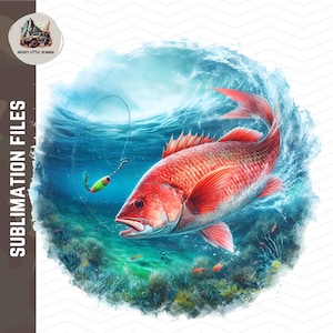 Pargo Rojo png Pez Rojo png Diseño de sublimación fondo transparente clipart dtg dtf imprimir archivos pescador caza aventura vasos