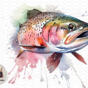 Trucha arco iris png diseños de sublimación de pesca para camiseta trucha arco iris trucha clipart dtg dtf archivo de impresión pescador caza vaso