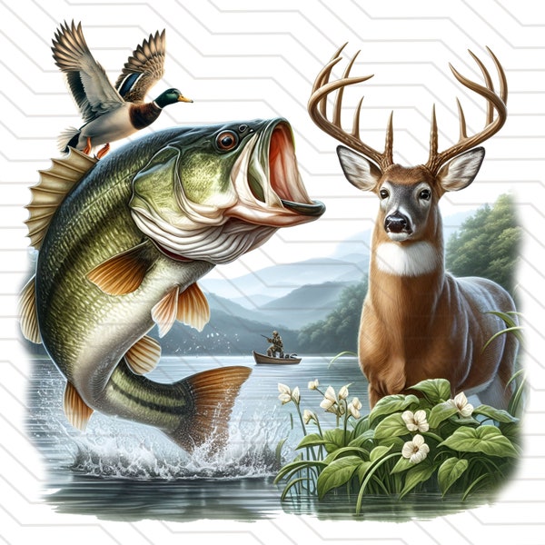 Wilderness png Bass Fishing png deer Hunting png, Hunt and Fish png, outdoors png. duck Hunting and fishing sublimation files