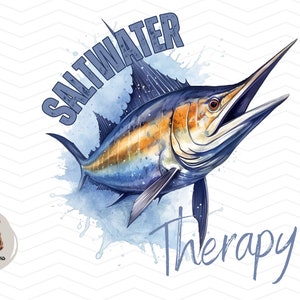 Terapia de agua salada png Jumping Marlin png Marlin png pesca en alta mar Diseño de sublimación fondo transparente dtf imprimir archivo pescador png