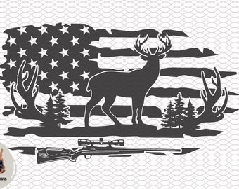 Deer Hunting Svg Deer Hunting American Flag Svg American Hunting svg patriotic Deer Hunting svg  Deer hunting files Cricut Silhouette vector