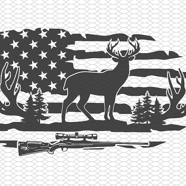 Deer Hunting Svg Deer Hunting American Flag Svg American Hunting svg patriotic Deer Hunting svg  Deer hunting files Cricut Silhouette vector