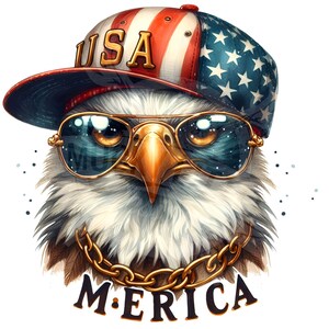 Eagle 'merica Png / Eagle 4 luglio Png / Sublimazione del giorno dell'indipendenza dei ragazzi / Design del 4 luglio per bambini / 4a caccia png download digitale