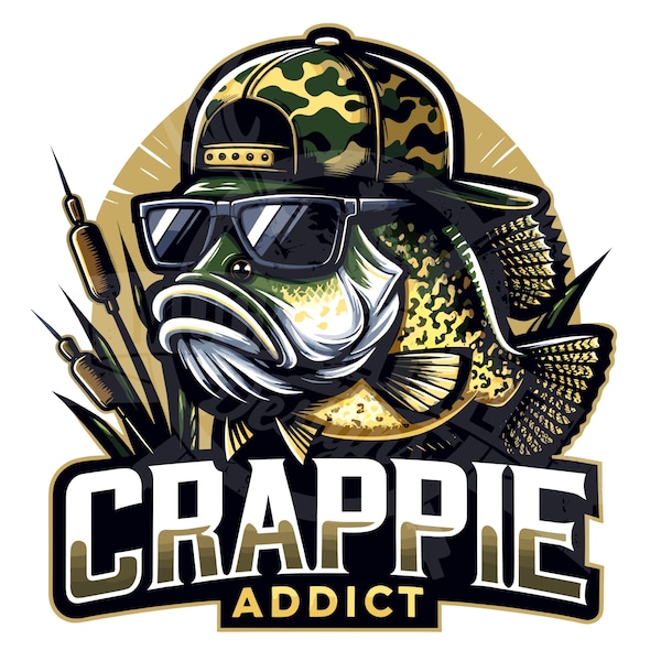 Crappie addict png | Funny Crappie fishing Sublimation Design | Crappie fishing shirt png | funny fish png | Crappie backward cap png