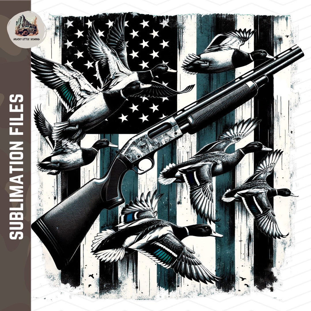 American Flag Duck Hunting PNG Duck Hunter Sublimation PNG Mallard Duck