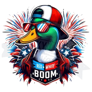4 Juli Stockente Png | Rot Weiß & Boom Ente Png |  Sublimationsdruck Jungen Sublimation Tag 4. Juli Design digitaler Download
