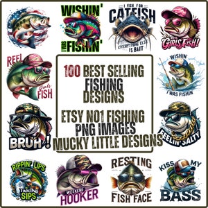 Paquete de imágenes de pesca / Diseño de camiseta de pesca de lubina / Pesca divertida / Citas de pesca / Pesca con gorra / Sublimación de pesca para niños y mujeres