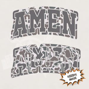 Geloof en jacht, png, shirtontwerp Varsity Camo Amen. old school camouflage png Religieus leger camouflagesublimatie voor T-shirts sweatshirts mokken petten