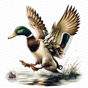 Mallard Duck Landing Sublimation Design: Duck Hunt PNG (Digital Download)