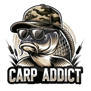Adicto a las carpas png / Diseño divertido de sublimación de pesca de carpas / Camiseta común de pesca de carpas png / Pez divertido png / Gorra invertida de pez carpa png