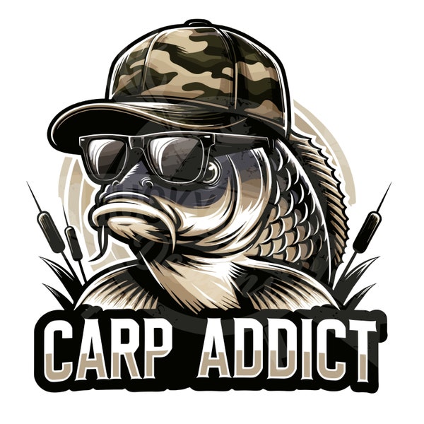Carp addict png | Funny carp fishing Sublimation Design | common Carp fishing shirt png | funny fish png | Carp Fish backward cap png