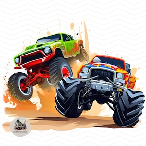 bunter Monstertruck Png | Monstertruck Sublimation Design | Kinder Spaß heißes Design Png, große Räder schnell altes Auto transparenten Hintergrund
