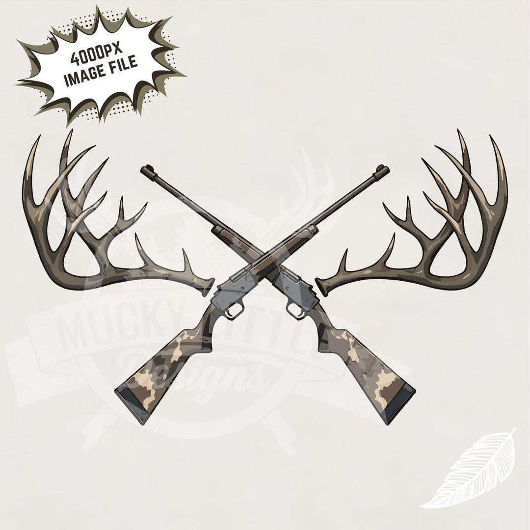 Deer Antlers and Rifles Png Deer Hunting Sublimation Design Transparent ...