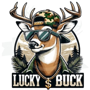 Lucky Buck png Caça à juventude png caça ao veado Design de sublimação fundo transparente Imagem de caça ao veado arquivos de impressão imagem veado Engraçado Buck imagem