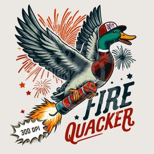 Canard du 4 juillet | Quacker de feu PNG | Fête de l'indépendance des garçons Sublimation Kids 4th July Design Téléchargement numérique