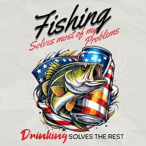 Beber resuelve problema png / Pesca de lubina divertida Diseño de sublimación Descarga digital pesca de lubina PNG diseño de camisa de pesca png cotización de pesca