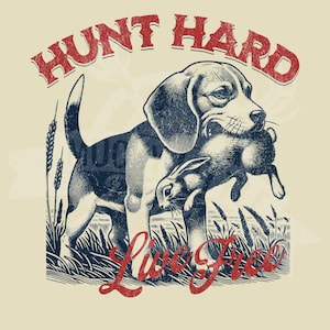 Beagle PNG / Diseño de sublimación de caza de conejos beagle / Diseño de caza de conejos vintage / Perro de caza recuperando conejos / Diseño de perro de caza
