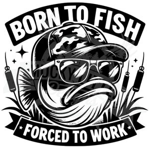 Pesca de lubina divertida Svg / Pesca divertida Svg / Pescado de lubina Svg / Bass Vector Bass Cricut / Archivo de corte de lubina / Nacido para pescar obligado a trabajar SVG