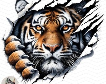 Watercolor Tiger Scratch PNG | DTG Printing | Instant download | T-shirt Sublimation Digital File Download l aggressive angry tiger claw art