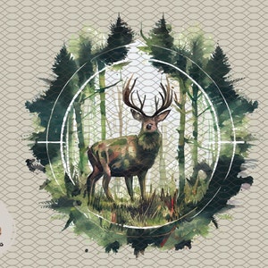 Deer Hunting Sublimation Design: Stag Clipart (Digital Download)