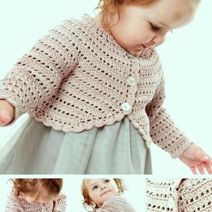 Vintage Crochet Pattern PDF Baby Girls Bolero Vest Shrug Cardigan Top DK Newborn Toddler Wedding Bridesmaid Christening Summer Party