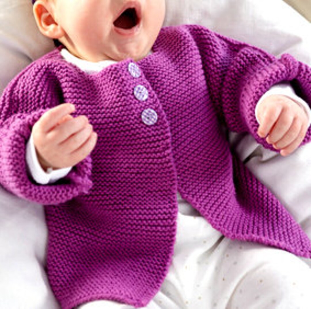 Knitting Pattern PDF Simple Garter Stitch Baby Toddler Jacket Cardigan