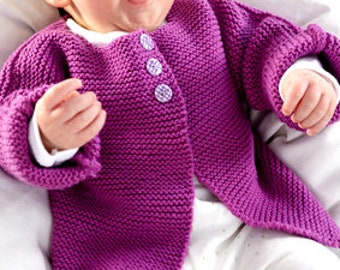 Knitting Pattern PDF  Simple Garter Stitch Baby Toddler Jacket Cardigan Coat 3mths-2yrs DK Worsted  Easy Quick Knit Beginners Girl Boy