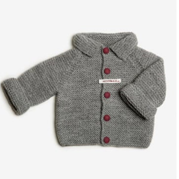 Knitting Pattern PDF  Garter Stitch Raglan Baby Jacket Cardigan Coat Newborn - 6 months DK  Yoke Vintage Easy Simple Beginners PDF Download