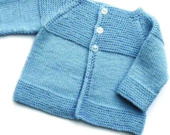 Vintage Knitting Pattern PDF  Top Down Baby Jacket Cardigan Coat Newborn - 9 months 3ply 4ply DK Garter Stitch Yoke Easy Simple Beginners