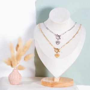 Lucky Charm necklace, T clasp, Heart charm. image 2